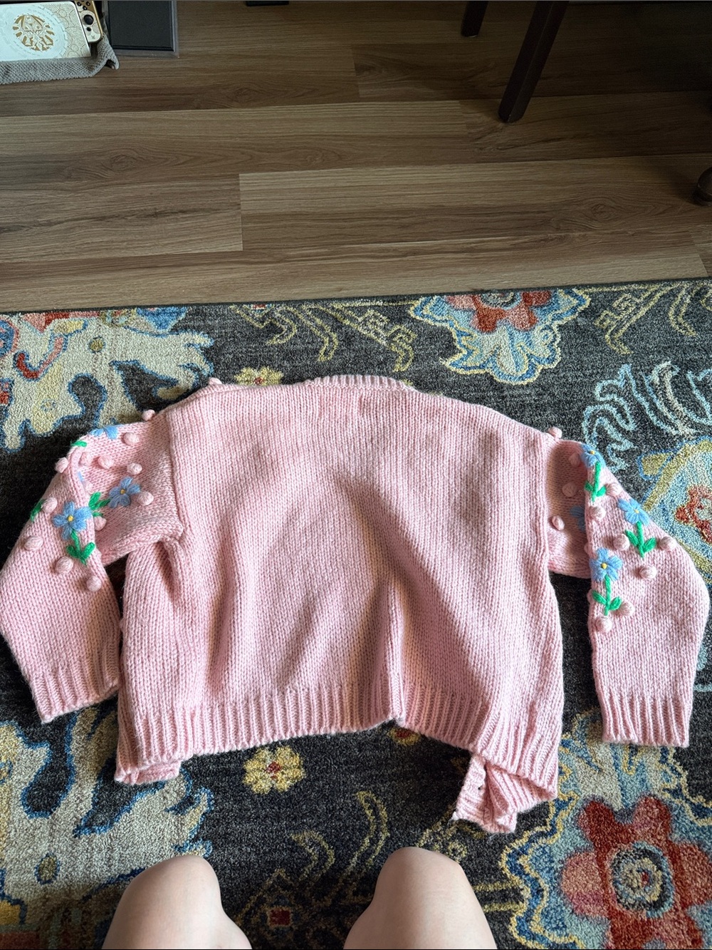 Chicwish Pink Floral Bobble-Knit Cardigan - Picture 3 of 3